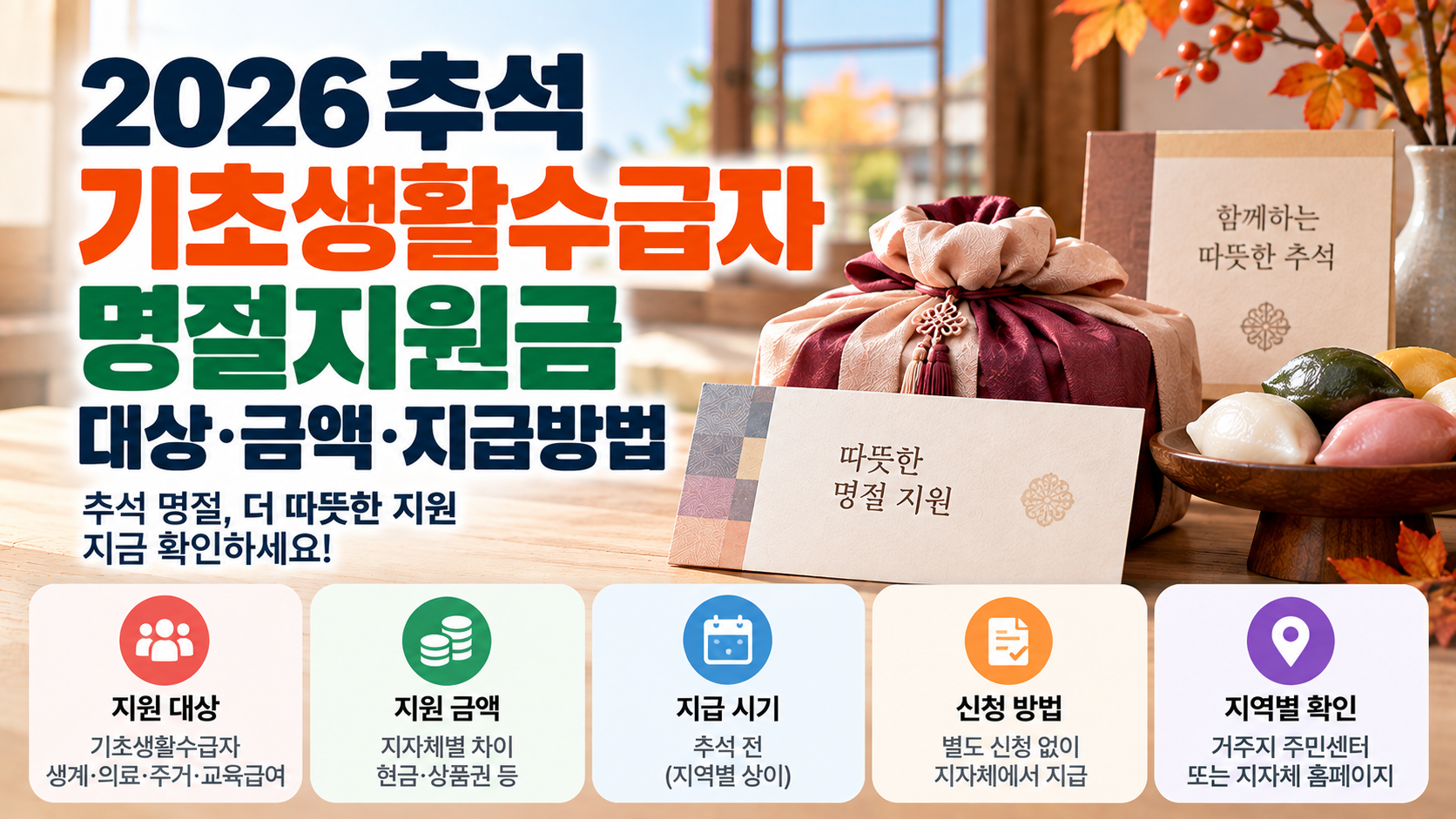 2026 추석 기초생활수급자 명절지원금