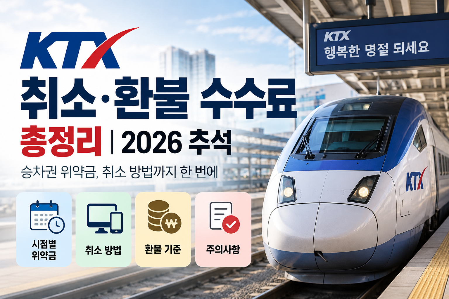 KTX 취소 수수료 2026 추석 승차권 환불 위약금